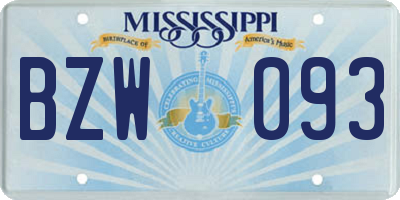 MS license plate BZW093
