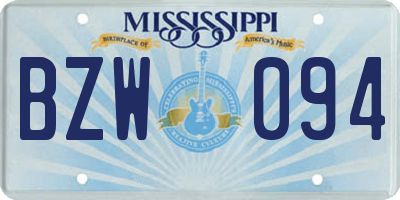 MS license plate BZW094