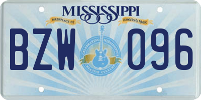 MS license plate BZW096