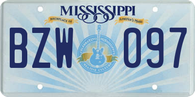 MS license plate BZW097