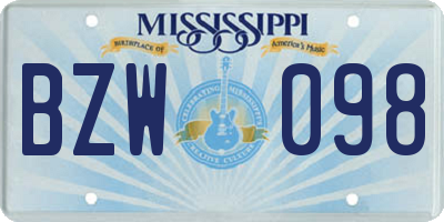 MS license plate BZW098