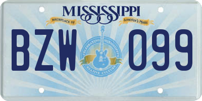 MS license plate BZW099