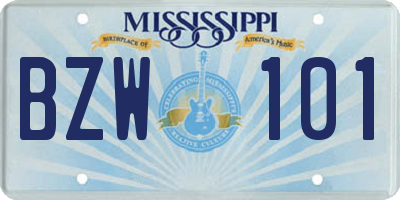MS license plate BZW101