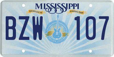 MS license plate BZW107