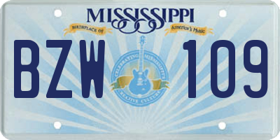 MS license plate BZW109
