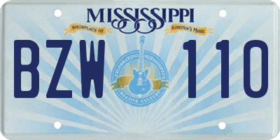 MS license plate BZW110