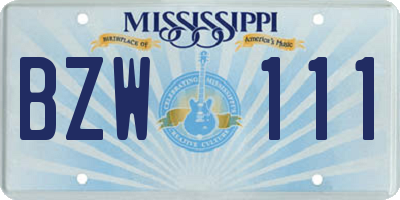 MS license plate BZW111