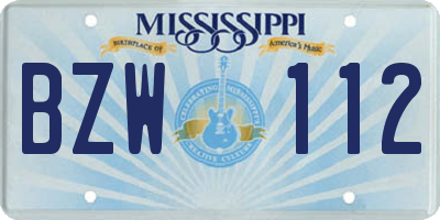 MS license plate BZW112
