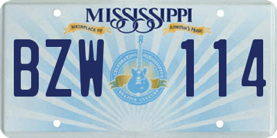 MS license plate BZW114