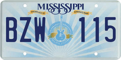 MS license plate BZW115