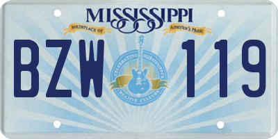 MS license plate BZW119