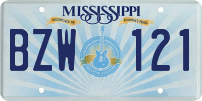 MS license plate BZW121