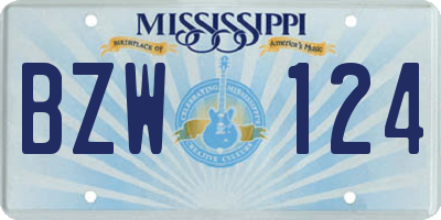 MS license plate BZW124
