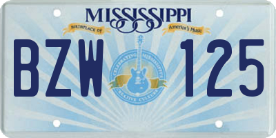 MS license plate BZW125