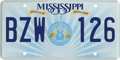 MS license plate BZW126