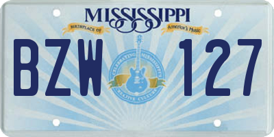 MS license plate BZW127