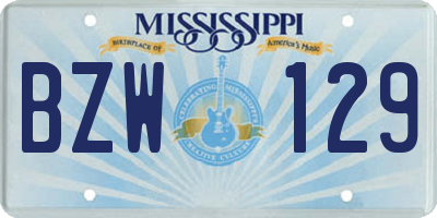 MS license plate BZW129