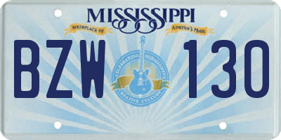 MS license plate BZW130