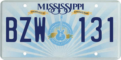 MS license plate BZW131