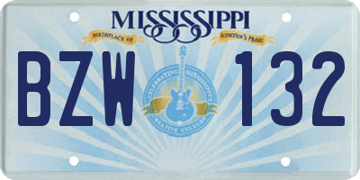 MS license plate BZW132