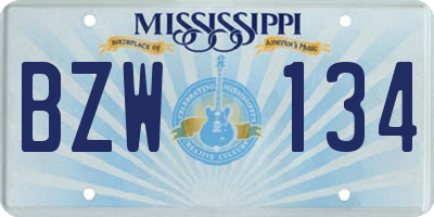 MS license plate BZW134