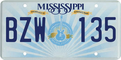 MS license plate BZW135