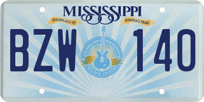 MS license plate BZW140