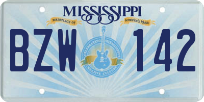 MS license plate BZW142