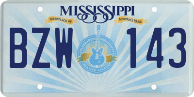 MS license plate BZW143