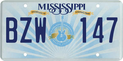 MS license plate BZW147
