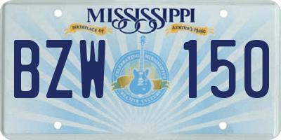MS license plate BZW150