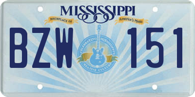 MS license plate BZW151