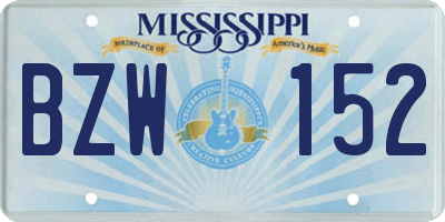 MS license plate BZW152