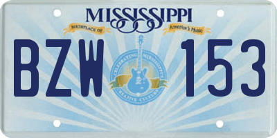 MS license plate BZW153