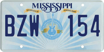 MS license plate BZW154
