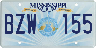 MS license plate BZW155