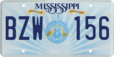 MS license plate BZW156