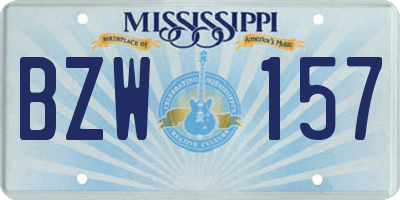 MS license plate BZW157