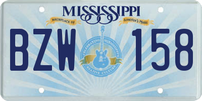 MS license plate BZW158