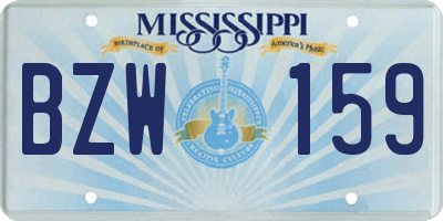 MS license plate BZW159