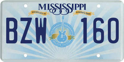 MS license plate BZW160