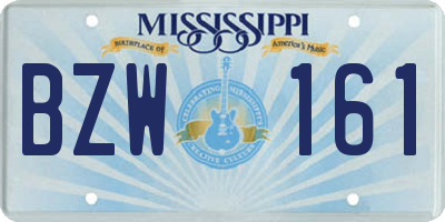 MS license plate BZW161