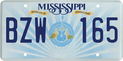 MS license plate BZW165