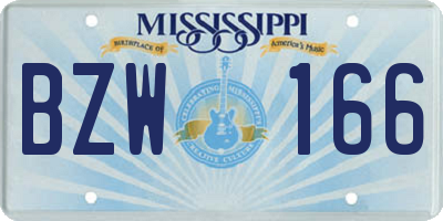MS license plate BZW166