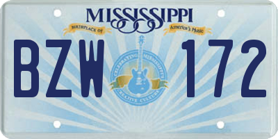 MS license plate BZW172