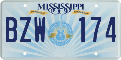 MS license plate BZW174