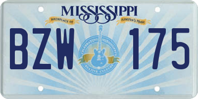 MS license plate BZW175