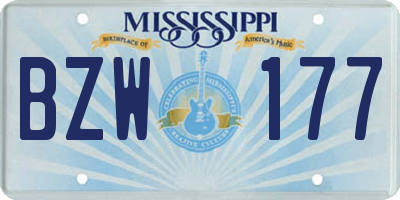 MS license plate BZW177