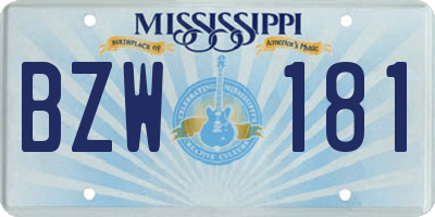 MS license plate BZW181