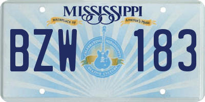 MS license plate BZW183